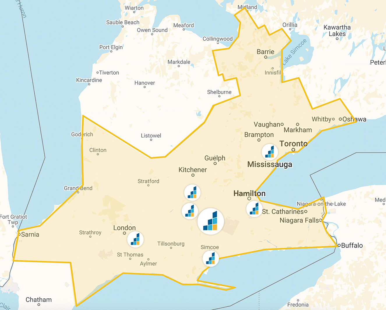 Brantford's Location Map